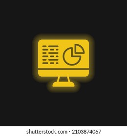 Analytics yellow glowing neon icon