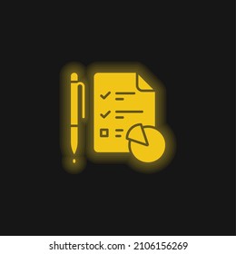 Analytics yellow glowing neon icon