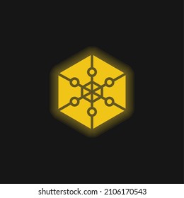 Icono de neón amarillo brillante de análisis