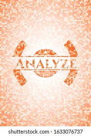 Analyze abstract orange mosaic emblem with background