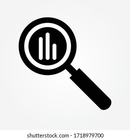 Analyze, analyse icon. Magnified Rising Bars Chart icon. Icon analyze, analyse, chart bar increase, data focus, analytics, business tool