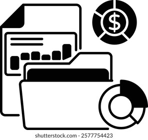 Analyze billing data and cost trends with Reports vector design, Web hosting service Symbol, Computing machines Sign, Internet Application Management, consumption-based billing or metered bill concept