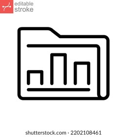 Analyze chart statistic folder icon. processing of analytical and statistical data Collection.Graphic storage of Project documents. Editable stroke Vector illustration Design on white background EPS10