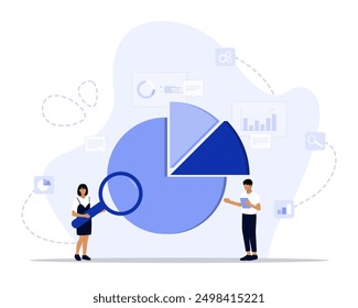 Analyze concept illustration. Suitable for landing page, ui, web, App intro card, editorial, flyer, and banner.