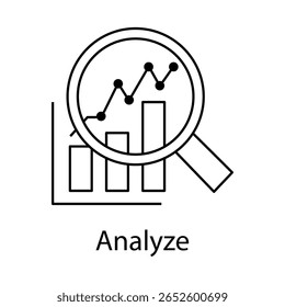 Analyze Data Icon – AI Chart Magnifying Glass Vector