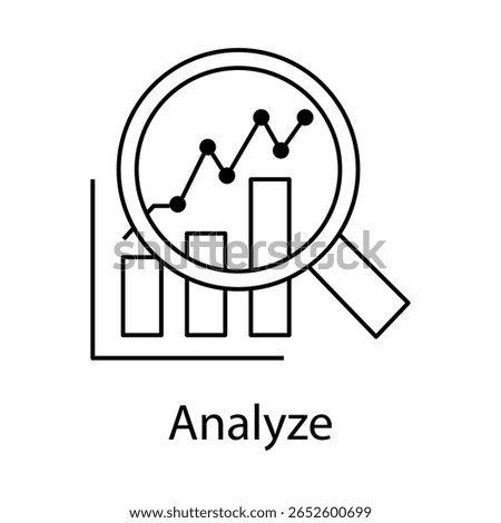 Analyze Data Icon – AI Chart Magnifying Glass Vector