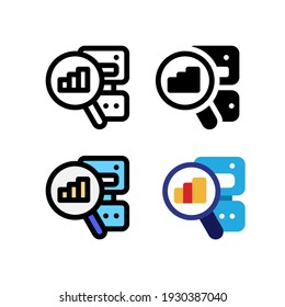 Analyze Data Statistic Performance Robot Find and Search Icon, Logo, and illustration Vector