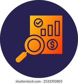 Ícone de gradiente do círculo de análise do glifo