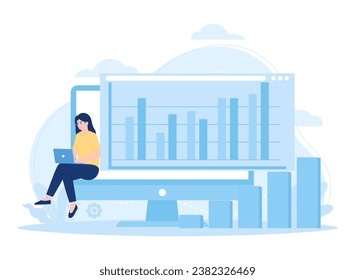 Analyze graphic statistics trending concept flat illustration