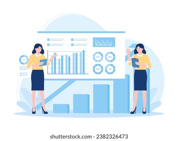 Analyze graphic statistics trending concept flat illustration