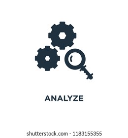 Analyze icon. Black filled vector illustration. Analyze symbol on white background. Can be used in web and mobile.