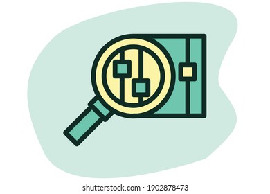  Analyze icon line filled color concept related Seo and Finance  elements. Stock Market Business Related.
