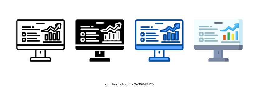Analisar conjunto de conjuntos de ícones. Coleção de ícones de estilo múltiplo perfeita para sites, aplicativos e apresentações. Coleção de ícones de vetor simples