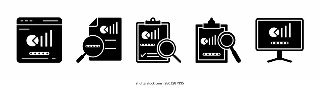 Analyze icon vector collection. Set of analyze icon vector template designs. Stock vector.