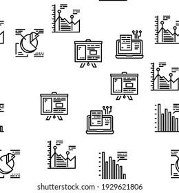 Analyze Infographic Vector Seamless Pattern Thin Line Illustration