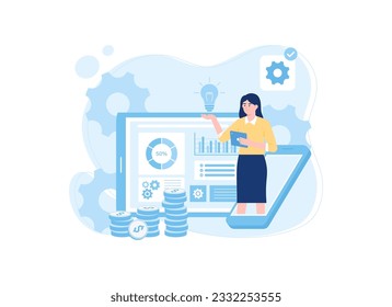Analyze investment data trending concept flat illustration