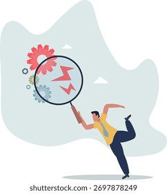 Analise o problema para corrigir o processo, resolvendo o problema de negócios para fluxo de trabalho suave, gestão de projetos ou conceito de desenvolvimento.vida e emprego de pessoas.