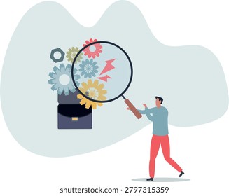 Analyze problem to fix the process, solving business issue for smooth workflow, project management or development concept.life situation and activities.