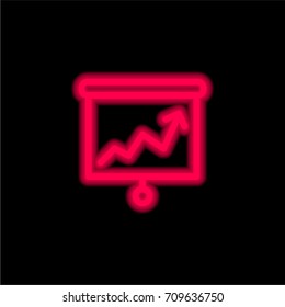 Analyze red glowing neon ui ux icon. Glowing sign logo vector