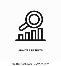 Analyze Results thin line icon or logo. Symbol or sign on business or finance ui theme. Vector line illustration.