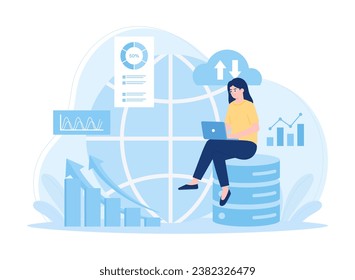 Analyze storage data trending concept flat illustration