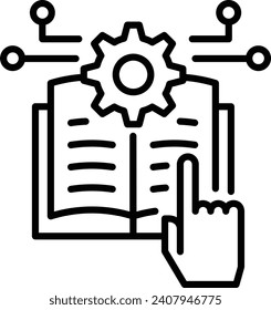 analyze text using machine learning concept, Natural language processing vector line icon design, predictive modeling or adaptive control symbol, artificial intelligence neural circuit illustration