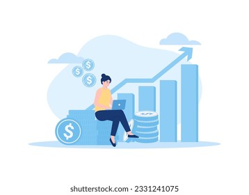Analyze trading growth data trending concept flat illustration