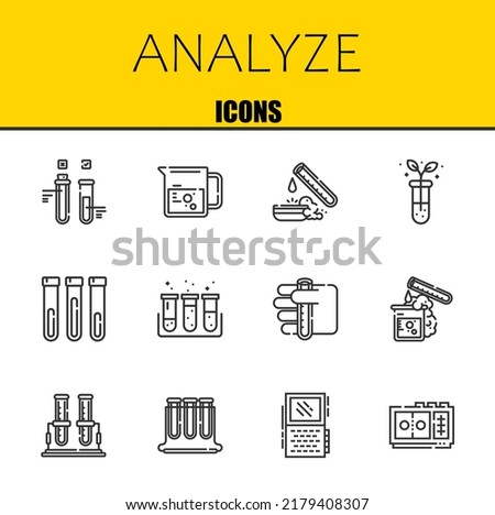 analyze vector line icons set. test tube, beaker and test tube Icons. Thin line design. Modern outline graphic elements, simple stroke symbols stock illustration