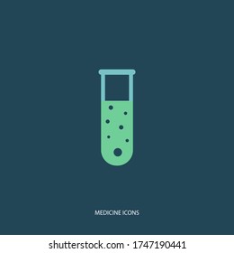 Analiza los frascos. Icono de medicina o ciencia. Estilo plano