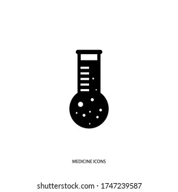 Analysiert die Flaschen. Symbol für Medizin oder Wissenschaft. Flachstil