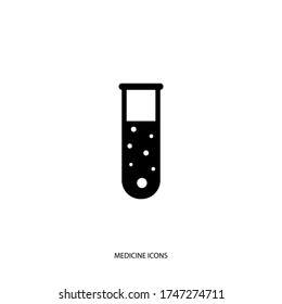 Analiza los frascos. Icono de medicina o ciencia. Estilo plano