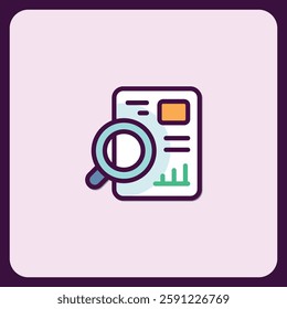 Analyzing Business Data with Magnifying Glass Icon