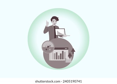Analyzing business statistics for business finance concept, The businessman analyzing statistics