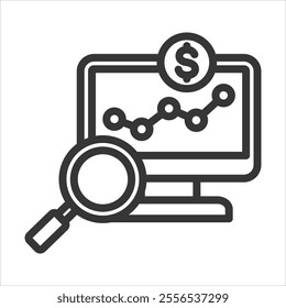 Analyzing Costs Outline Icon Vector Illustration