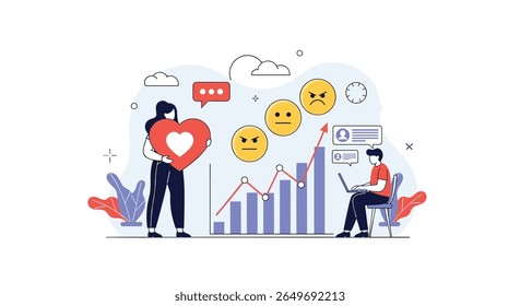 Analisando o sentimento do cliente e as métricas do compromisso com técnicas avançadas de visualização de dados e painéis interativos para crescimento dos negócios