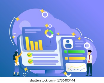 Analyzing data company illustration vector