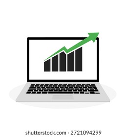 Analyzing data growth with a laptop a visual representation of statistics
