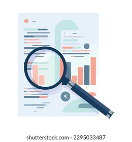 analyzing data with magnifying glass symbol isolated