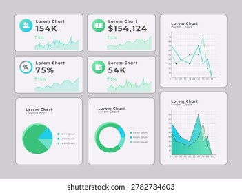 Analyzing data in real time ui dashboard chart set. Digital tools to monitor business trends. Financial presentation. Pitch deck. Graph layout presentation slides. Data visualization