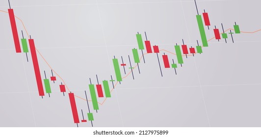 Analyzing falling down and stock market trading graph candlestick chart flat vector illustration. 