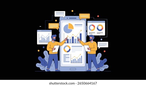 Analisando tendências de dados financeiros e oportunidades de crescimento dos negócios para a tomada de decisões estratégicas