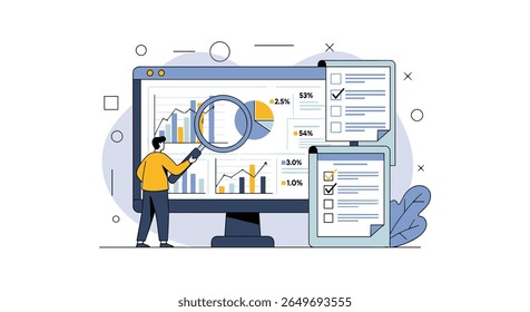 Analisando gráficos e gráficos de desempenho financeiro para compreender o crescimento dos negócios e as oportunidades de investimento