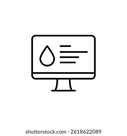 Analyzing liquid properties on a screen providing data about liquids