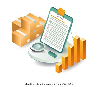 Analyzing package delivery data concept illustration