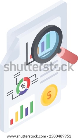 Analyzing projected Revenue based on historical data isometric concept, Sales insights vector color design, Web hosting service Symbol, Computing machines Sign Internet Application Management stock