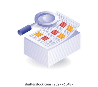 Analisando os resultados de impressões de dados em papel de ilustração isométrica