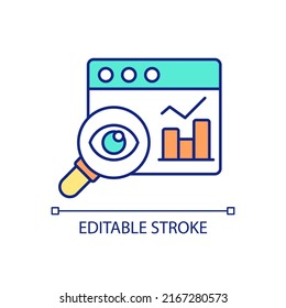 Analyzing statistical data RGB color icon. Collecting patterns and trends. Advanced analytical technique. Isolated vector illustration. Simple filled line drawing. Editable stroke. Arial font used