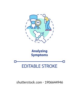 Analyzing symptoms concept icon. CFS diagnostics idea thin line illustration. Mental and physical health condition. Medical diagnoses. Vector isolated outline RGB color drawing. Editable stroke