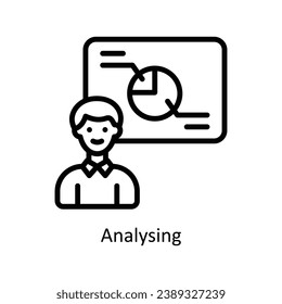 Analyzing vector  outline Design illustration. Symbol on White background EPS 10 File