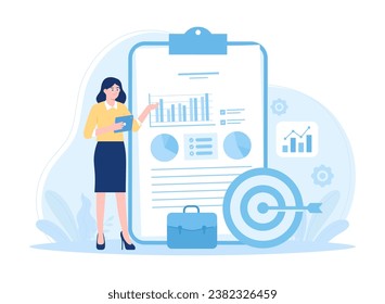 Analyzing work projects trending concept flat illustration